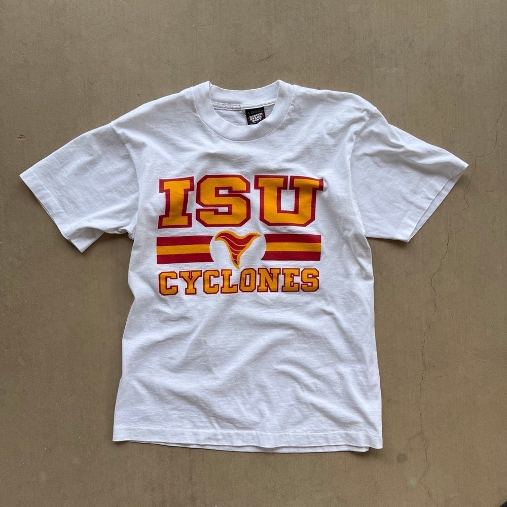 Vintage‎ Iowa State Cyclones Shirt Mens L White 90s USA Made Single Stitch Tee